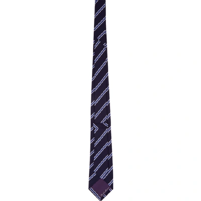 Shop Ralph Lauren Purple Label Navy Silk Striped Repp Tie In Navy.blue
