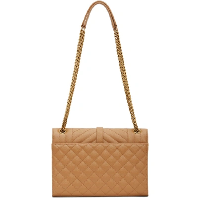 Shop Saint Laurent Tan Medium Envelope Bag In 9813 Dune