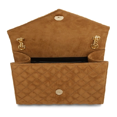 Shop Saint Laurent Tan Medium Suede Envelope Bag In 7761 Cinnam