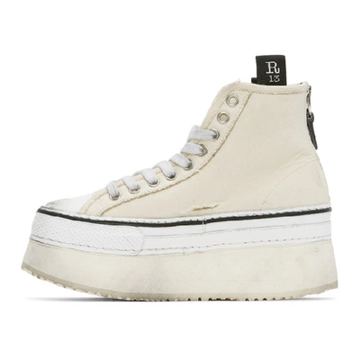 Shop R13 Off-white Platform High-top Sneakers In Ecru Twill