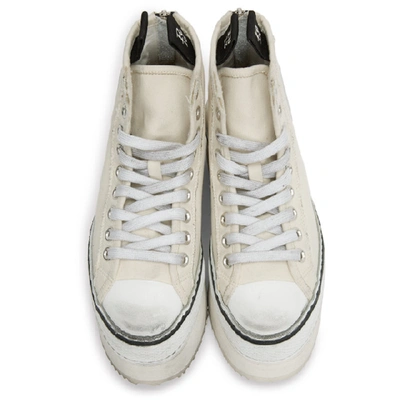 Shop R13 Off-white Platform High-top Sneakers In Ecru Twill