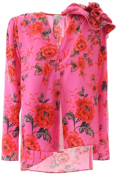 Shop Magda Butrym Bolzano Floral Blouse In Pink (red)