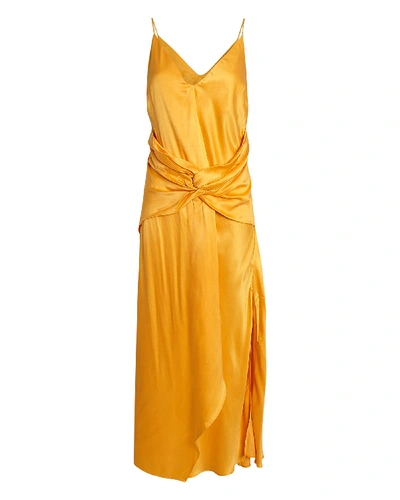Shop Acler Portland Twisted Satin Dress In Orange