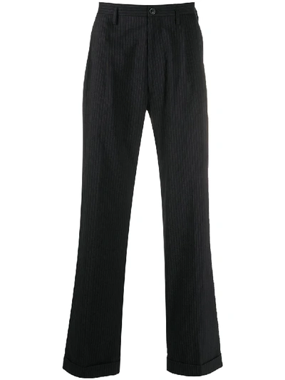 Shop Maison Margiela Striped Loose Trousers In Black