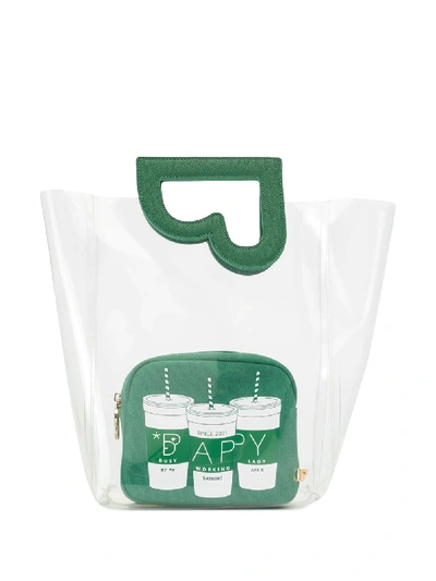 Shop Bapy Transparent Cutout Tote Bag In Green