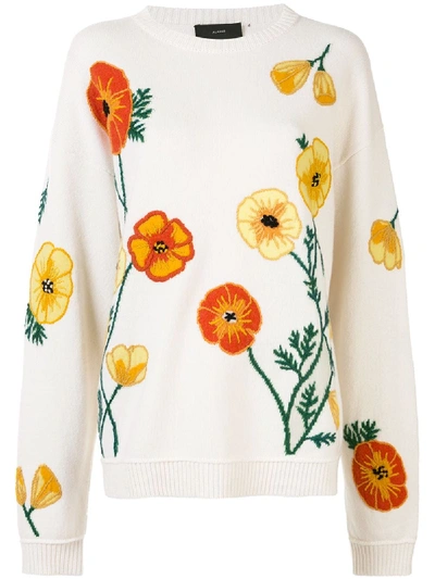 Shop Alanui Poppy-intarsia Embroidered Jumper In White