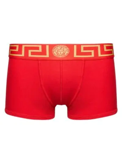 Shop Versace Men's Greca Medusa Head Boxer Brief In Red