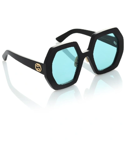 Shop Gucci Oversized Sunglasses In Black