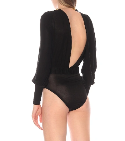Shop Dodo Bar Or Embellished Stretch-crêpe Bodysuit In Black