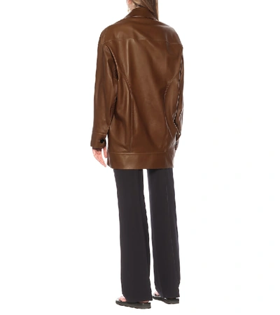 Shop Marni Leather Jacket In Brown