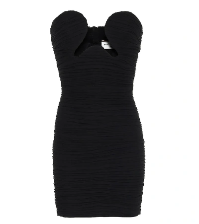 Shop Saint Laurent Cut-out Crêpe-georgette Strapless Minidress In Black