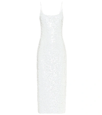 Shop Galvan Mykonos Sequined Midi Dress In White