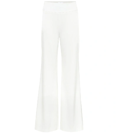 Shop Galvan High-rise Wide-leg Crêpe Pants In White