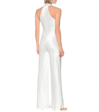 Shop Galvan Monaco Satin Bridal Jumpsuit In White