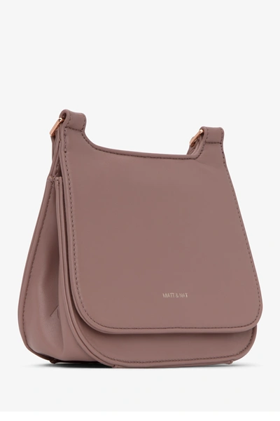 Shop Matt & Nat Luna Vegan Leather Mini Loom Crossbody Bag In Mahogany