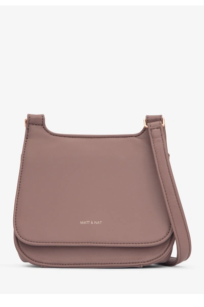 Shop Matt & Nat Luna Vegan Leather Mini Loom Crossbody Bag In Mahogany