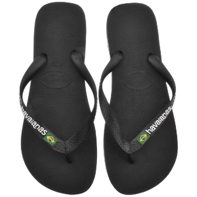 Shop Havaianas Brazil Logo Flip Flops Black