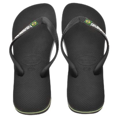 Shop Havaianas Brazil Logo Flip Flops Black