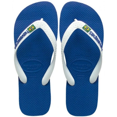 Shop Havaianas Brazil Logo Flip Flops Blue