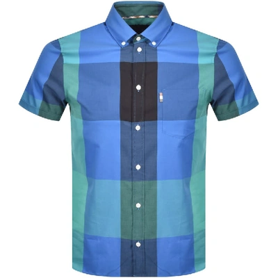 Shop Aquascutum Henlake Check Short Sleeve Shirt Blue