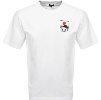 Shop Edwin Crew Neck Sunset On Mt Fuji T Shirt White