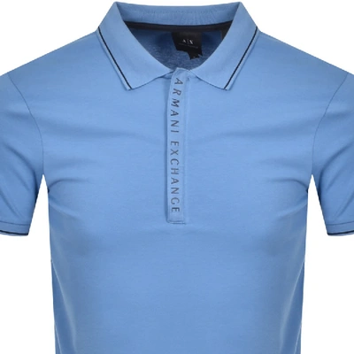 Shop Armani Exchange Short Sleeved Polo T Shirt Blue