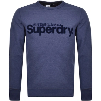 Shop Superdry Core Logo Faux Suede Sweatshirt Blue In Navy