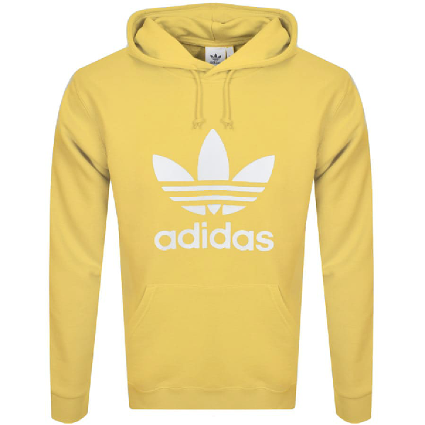 adidas trefoil hoodie yellow