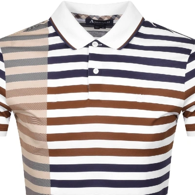 Shop Aquascutum Northfleet Striped Polo T Shirt Brown