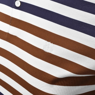 Shop Aquascutum Northfleet Striped Polo T Shirt Brown