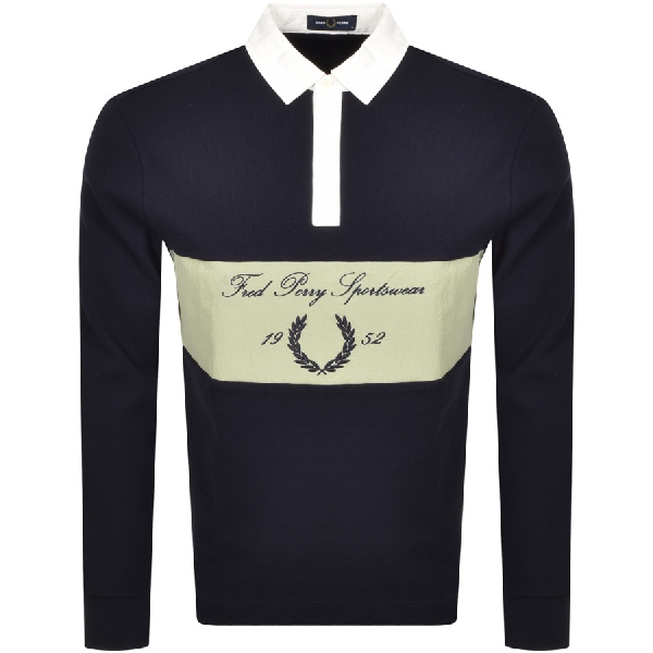 Fred Perry Long Sleeved Polo T Shirt Navy | ModeSens