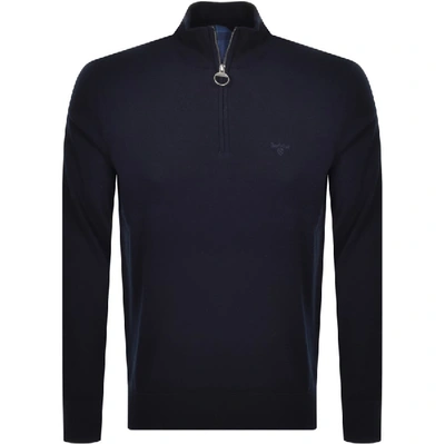 Shop Barbour Half Zip Knit Jumper Navy