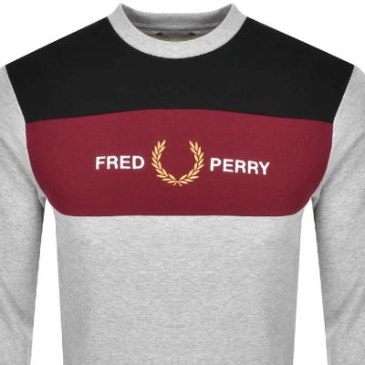 Fred Perry Embroidered Panel Sweat In Gray Marl | ModeSens