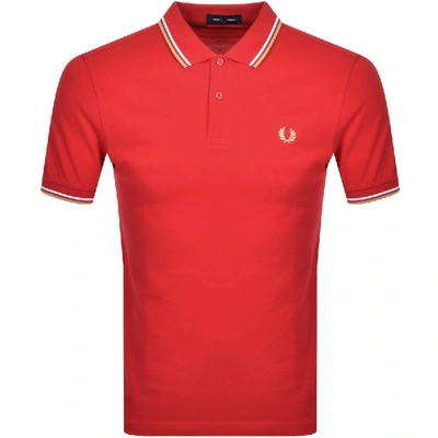 Shop Fred Perry Twin Tipped Polo T Shirt Red