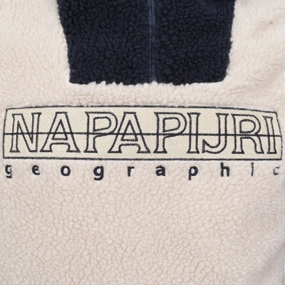 Shop Napapijri Teide 2 Hooded Logo Fleece Beige