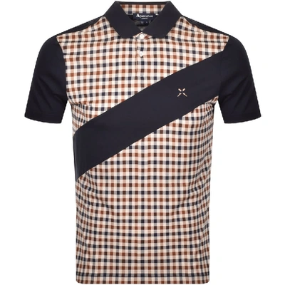 Shop Aquascutum Grantham Club Check Polo T Shirt Navy