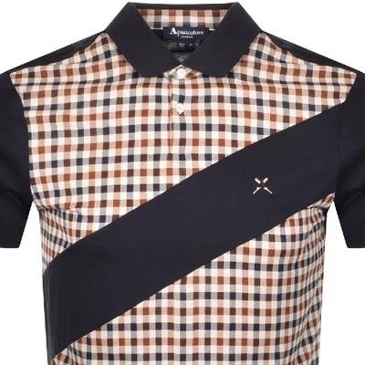 Shop Aquascutum Grantham Club Check Polo T Shirt Navy