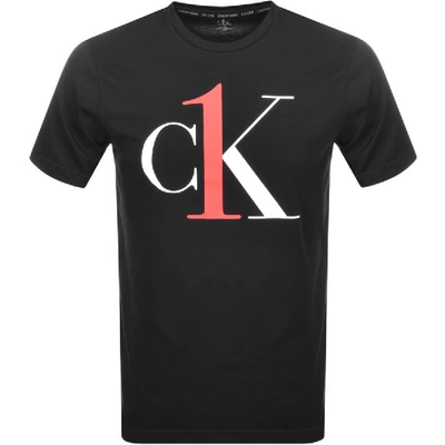 Calvin Klein Ck One Large Logo Crew Neck Lounge T-shirt In Black | ModeSens