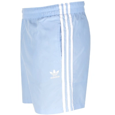 Shop Adidas Originals 3 Stripes Swim Shorts Blue