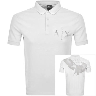 Shop Armani Exchange Short Sleeved Polo T Shirt White