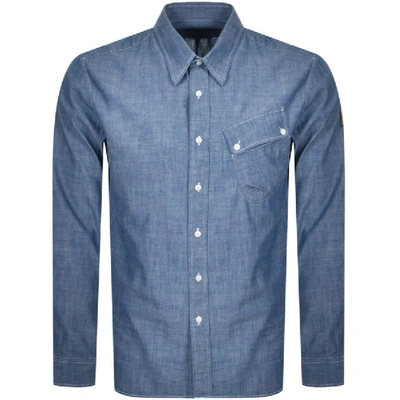Shop Belstaff Long Sleeved Pitch Shirt Blue