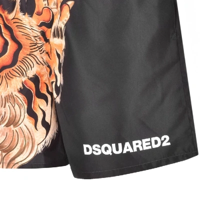 Shop Dsquared2 Tiger Print Swim Shorts Black