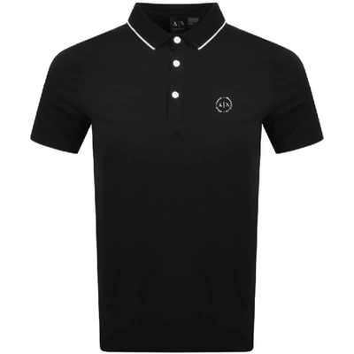 Shop Armani Exchange Tipped Polo T Shirt Black