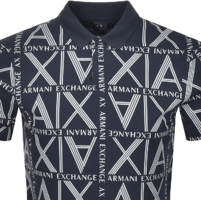 Shop Armani Exchange Short Sleeve Polo T Shirt Navy