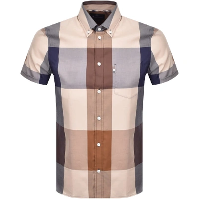 Shop Aquascutum Henlake Check Short Sleeve Shirt Brown