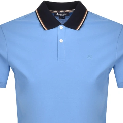 Shop Aquascutum Bosley Vicuna Tipped Polo T Shirt Blue
