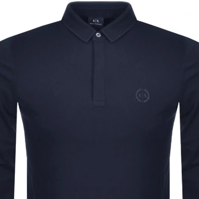 Shop Armani Exchange Long Sleeved Polo T Shirt Navy