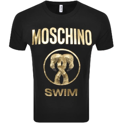 Shop Moschino Swim Logo Short Sleeved T Shirt Black