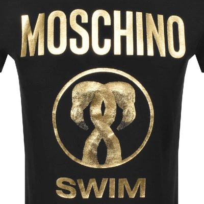 Shop Moschino Swim Logo Short Sleeved T Shirt Black