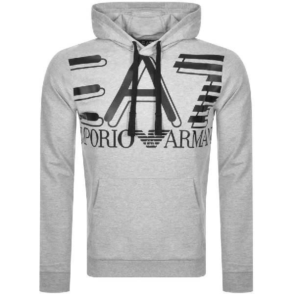 Ea7 Emporio Armani Logo Hoodie Grey 